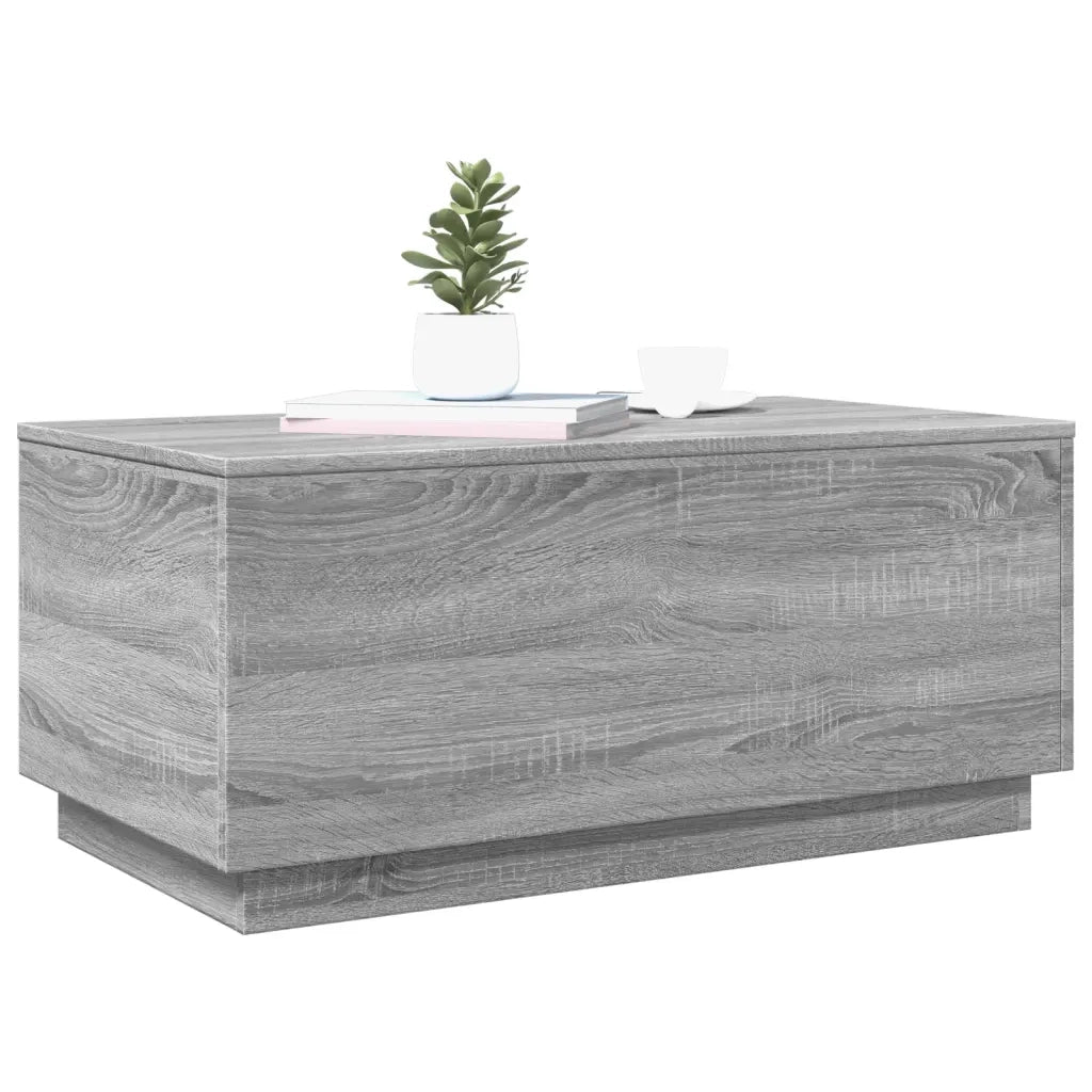 Tavolino da Soggiorno con Luci LED Grigio Sonoma 90x50x40 cm 839880