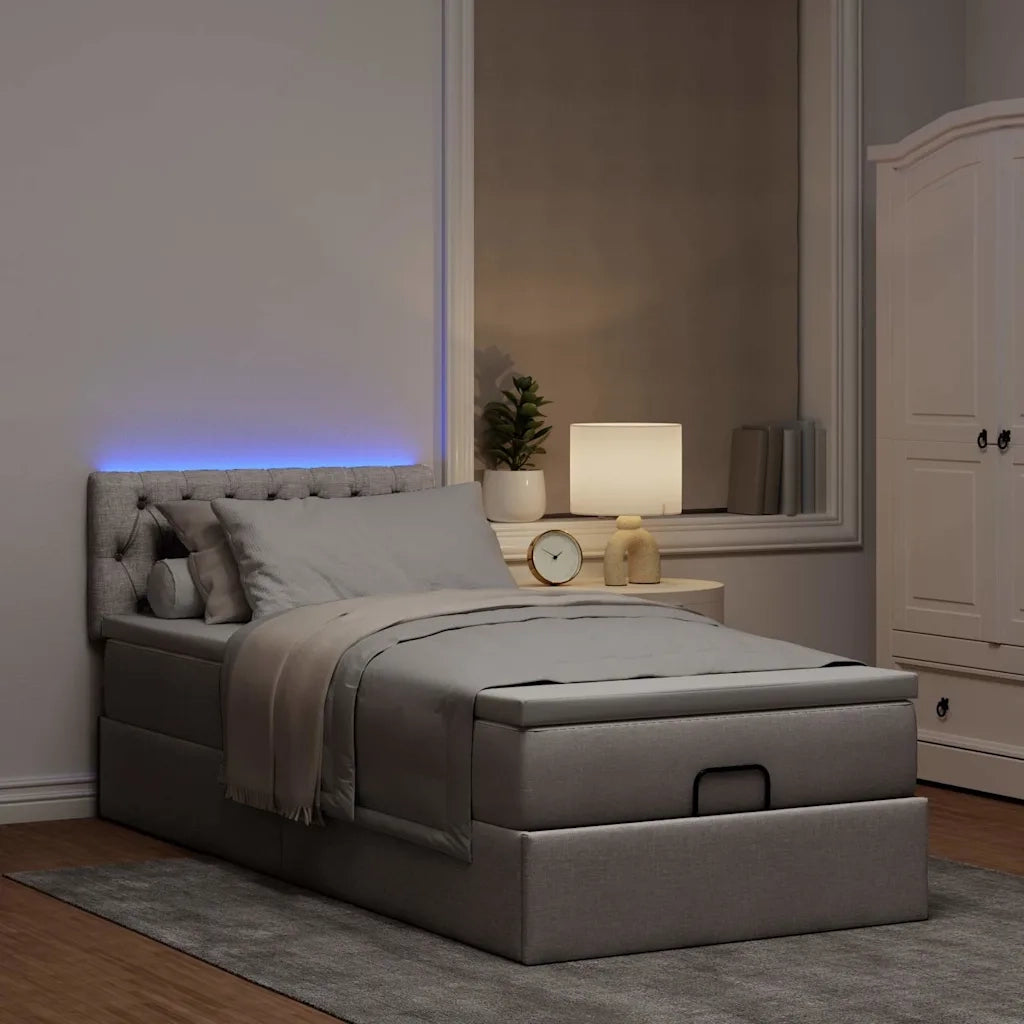 Struttura Letto Pouf con Materasso Tortora 80x200 cm in Tessuto 3312350