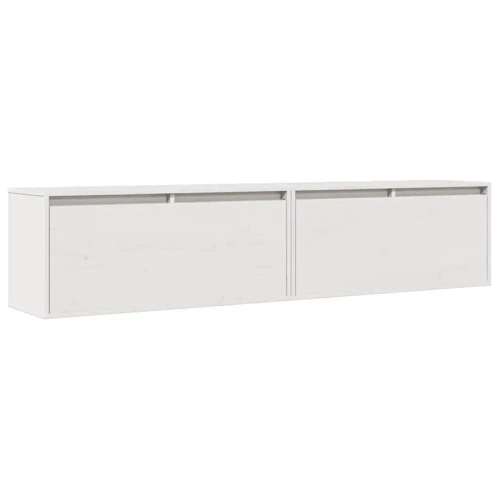 Pensili 2 pz Bianchi 80x30x35 cm in Legno Massello di Pino 813458