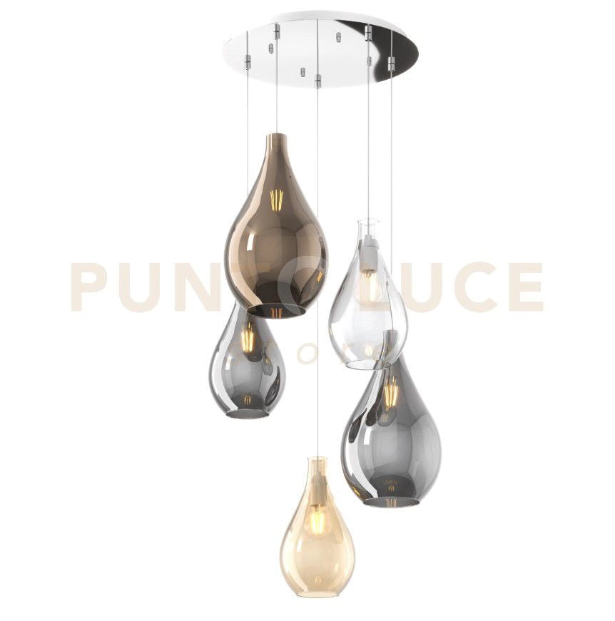 SOSPENSIONE IN VETRO 1193 PICCOLO TRASPARENTE ROSONE ACQUISTABILE SEPARATAMENTE 1 LUCE ATTACCO E27 D.25CM