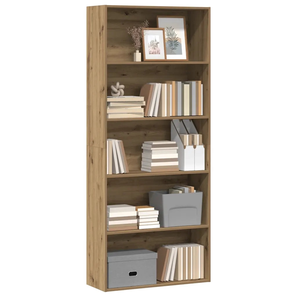 Libreria-Scaffale per Libri-Mobile di Stoccaggio Rovere Artigianale 80x30x189 cm in Legno Multistrato
