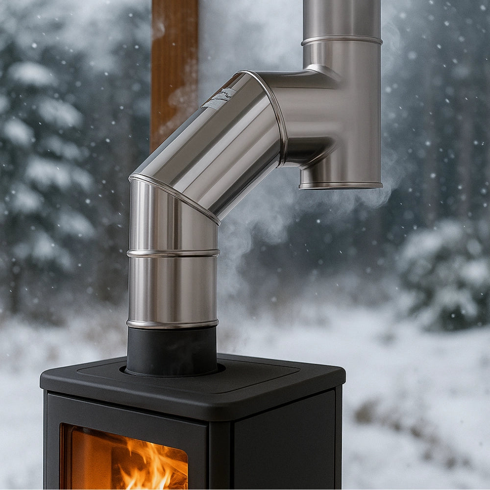 Curva 90° acciaio inox Ø 150 mm spessore 0,5 mm canna fumaria monoparete