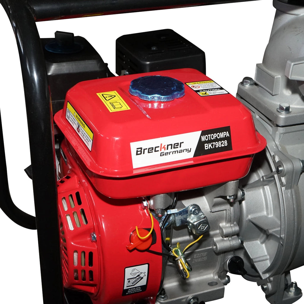 Motopompa a benzina 7,5 CV WP40S, 4 pollici, portata massima 80 m³/h, profondità 8 m, altezza 26 m. Breckner Germany