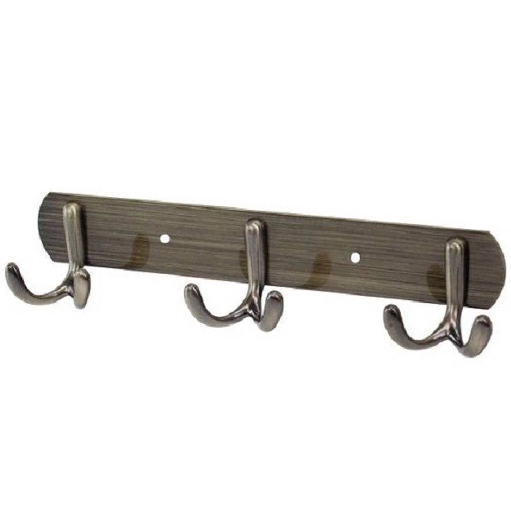Trade Shop - Appendino Multiuso A 3 Ganci Finitura Bronzo Spazzolato Lunghezza 24.5 Cm 52914 -