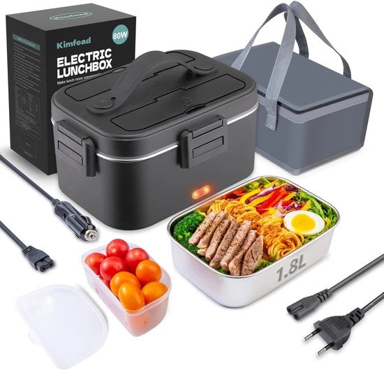 Lunchbox elettrica 80W 1,8L in acciaio inossidabile con tasca isolata (1,8L - nero)