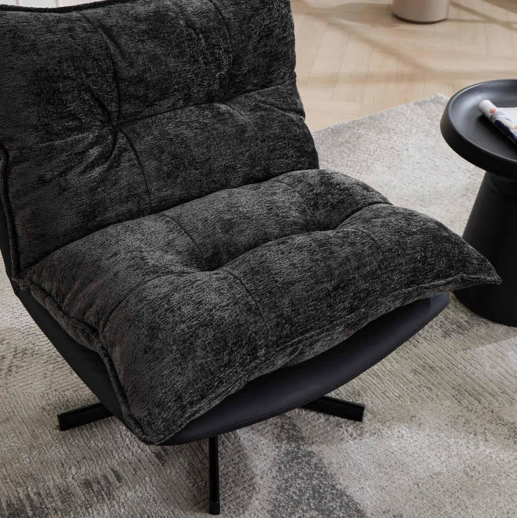 Poltrona relax girevole grigio scuro con schienale regolabile
