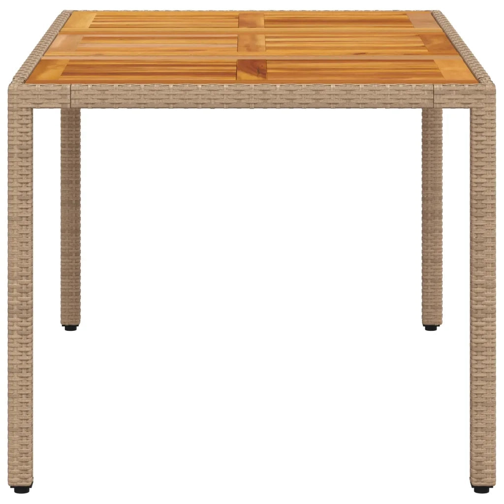 Tavolo da Giardino Beige 150x90x75 cm in Polyrattan e Acacia