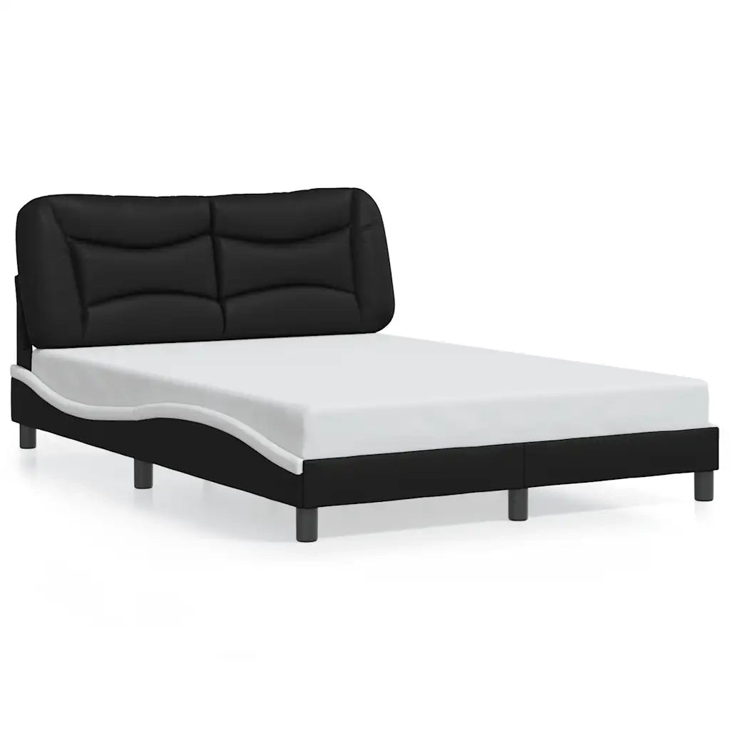 Giroletto con Testiera Nero e Bianco 140x200 cm in Similpelle