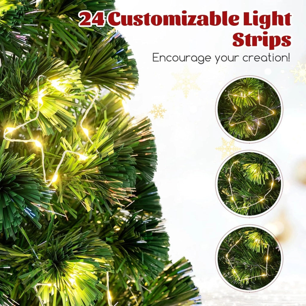 Albero di Natale Artificiale 120/150/180 cm in PVC, Albero di Natale Pre-Illuminato con 18/24/36 Luci, 130/170/230 Punte di Rami, Supporto in Metallo, Christmas Tree, 75 x 150 cm (Dia. x A)