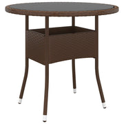 Tavolo Giardino Ã˜80x75 cm Vetro Temperato e Polyrattan Marrone cod mxl 34099