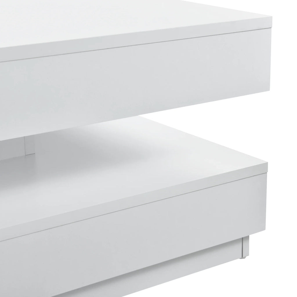 Tavolino con piano girevole pannello in fibra di legno 76 x 76 cm bianco 03_0004126