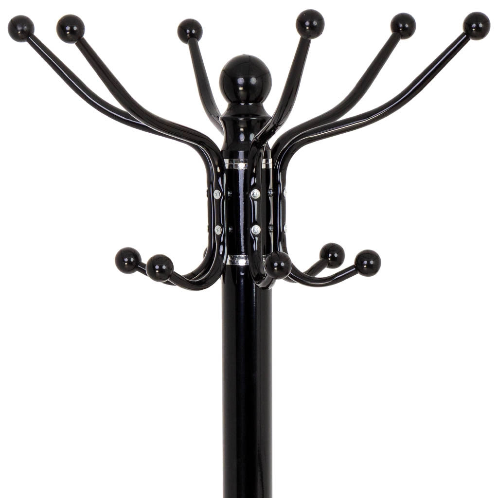 Perchero de metal negro con paraguero y 6 ganchos D36x173h cm