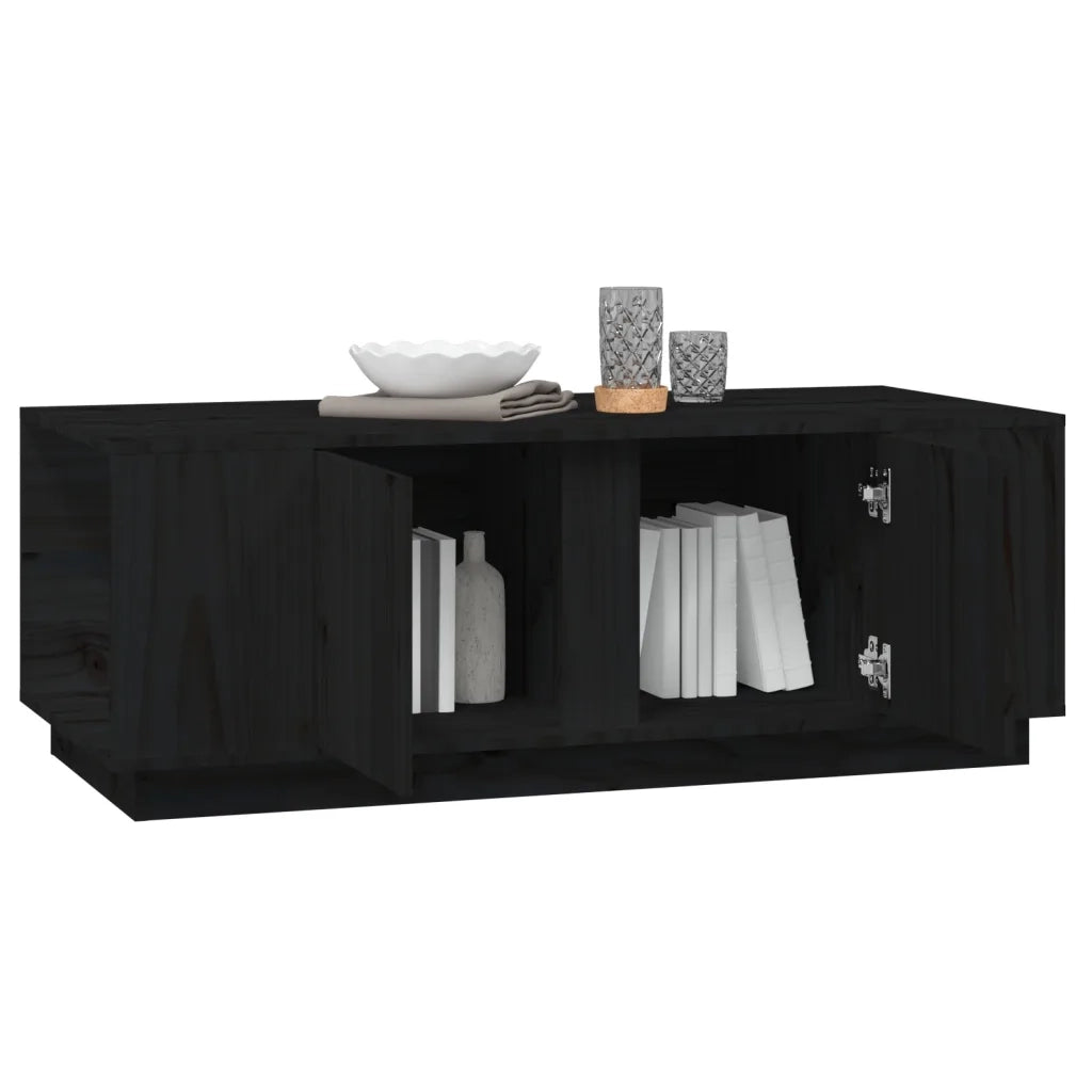 Tavolino da Salotto Nero 110x50x40 cm Legno Massello di Pino cod mxl 26698