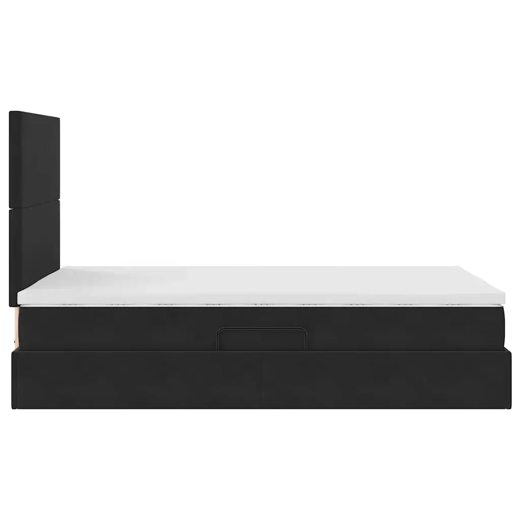 Letto con contenitore e materasso Nero 120 x 200 cm Velluto