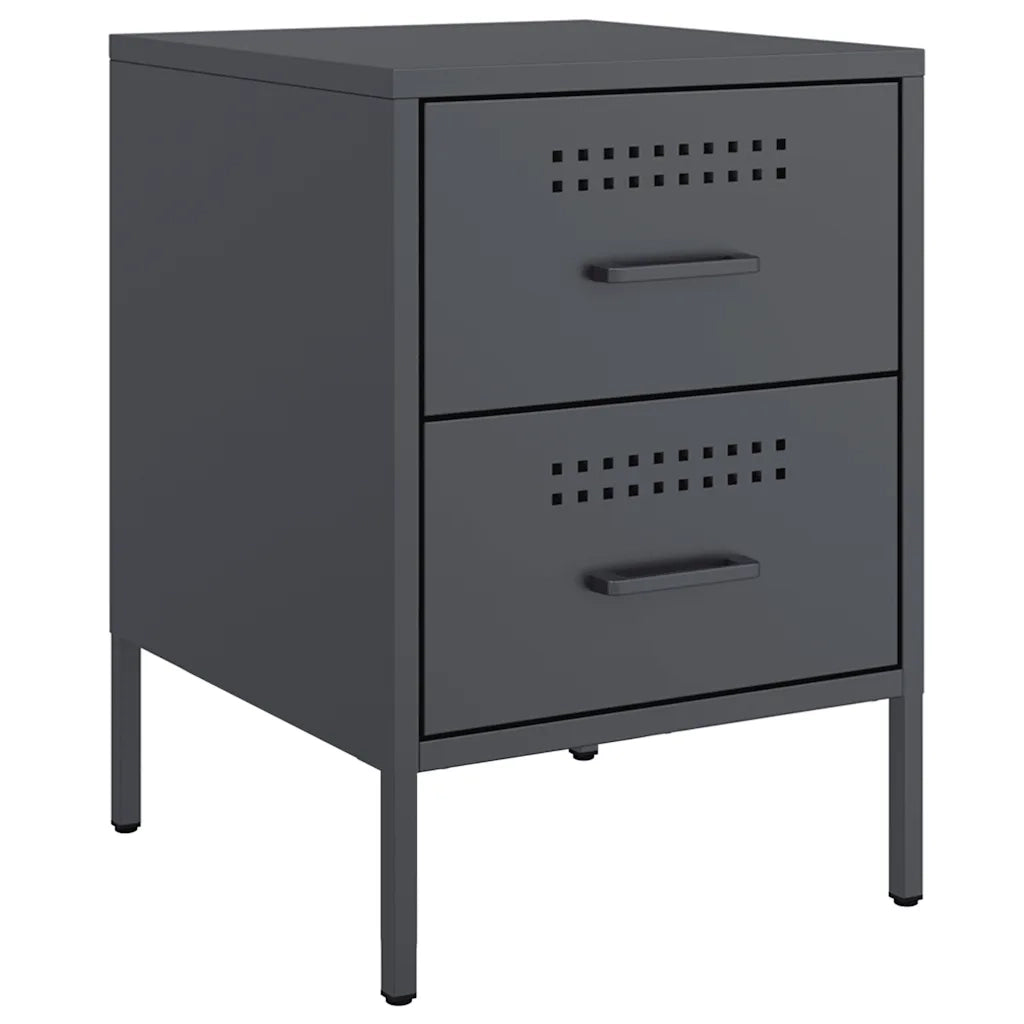 Set di 2 Comodini | Armadio da Notte | Mobiletto da notte Antracite 36x39x50,5 cm in Acciaio