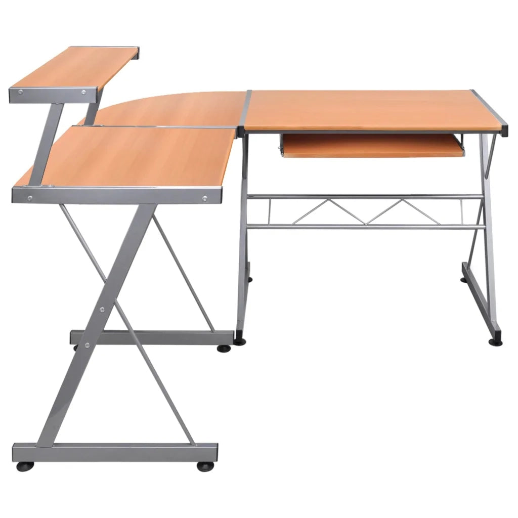 Scrivania | Tavolo da Ufficio Computer Angolo Marrone 132x112x99 Legno Multistrato