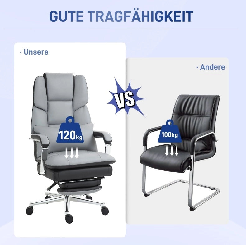 Sedia da ufficio ergonomica grigia con poggiapiedi