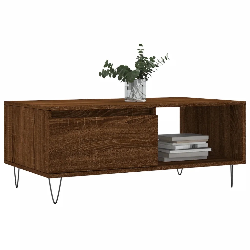 Tavolino da Salotto Rovere Marrone 90x50x36,5 cm in Multistratocod mxl 118753