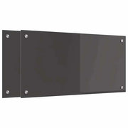 Set di 2 pannelli paraschizzi per cucina eleganti e moderni 80 x 40 cm facile installazione vetro temperato grigio scuro 02_0056241