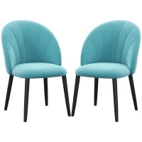 Set 2 Sedie da Salotto e Sala da Pranzo Imbottite, in Metallo e Tessuto Effetto Velluto Verde Chiaro, 52x54x79 cm