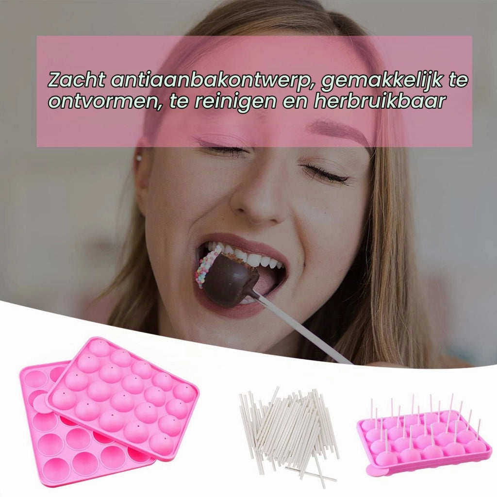 Set da 2 stampi per cake pop, quasi completamente a prova di perdite, con 100 stecchini inclusi