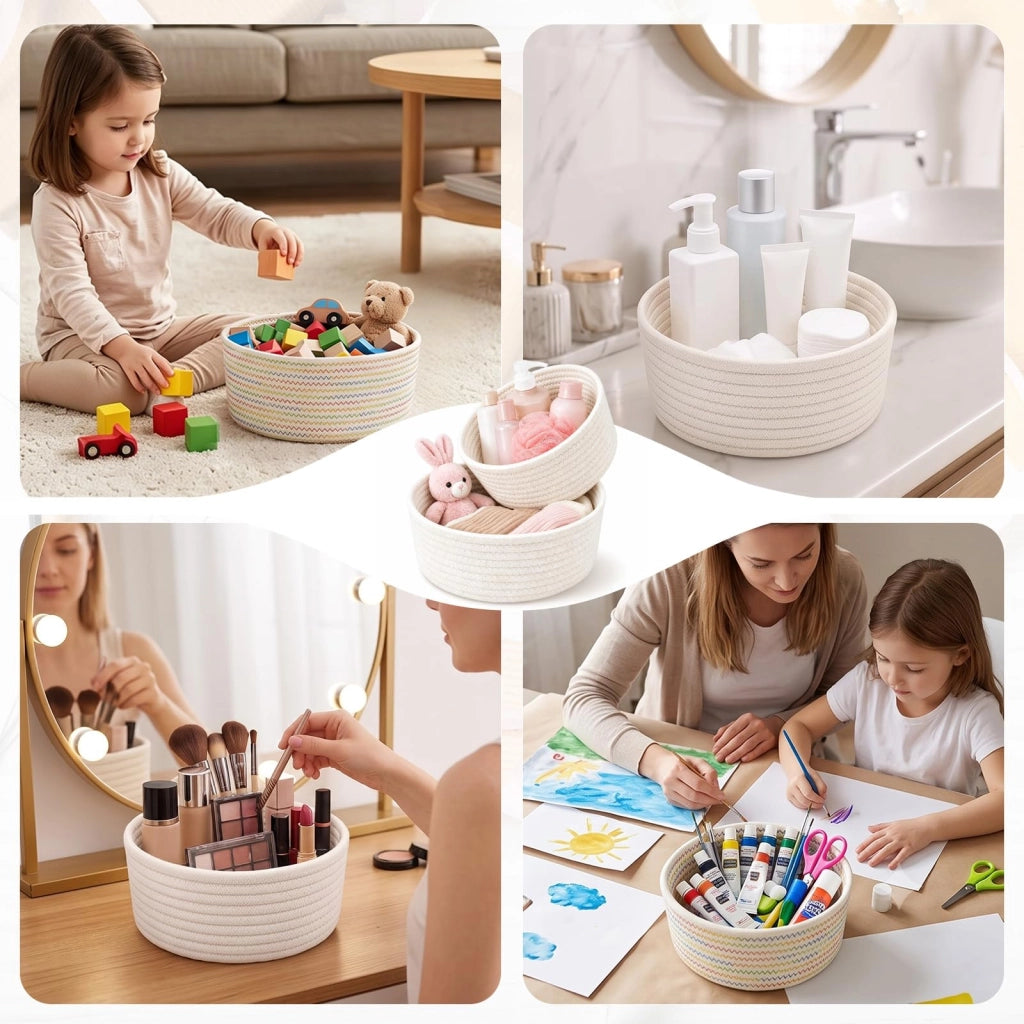 Set di 2 cesti intrecciati, multicolore