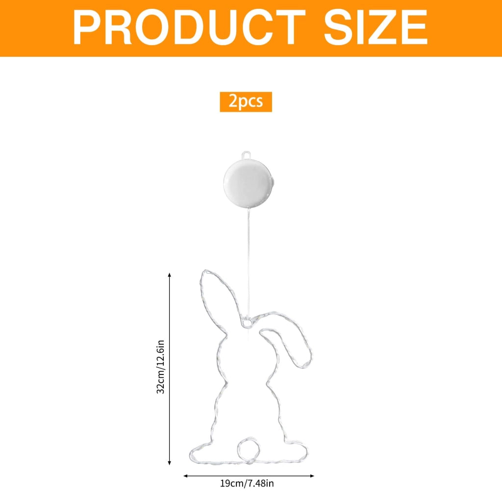 Illuminazione a LED per finestre, coniglietti di Pasqua, set da 2, per interni ed esterni