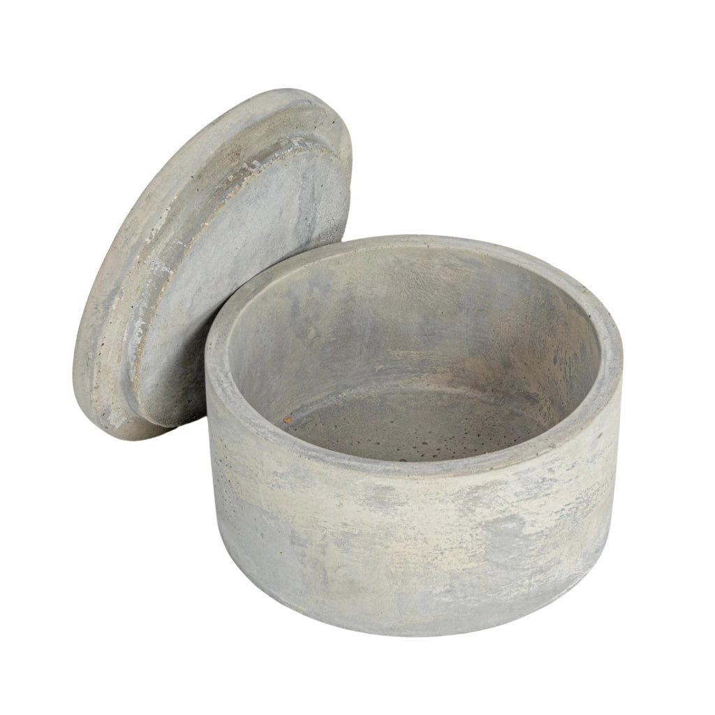 Contenitori in cemento grigio con coperchi, set da 2