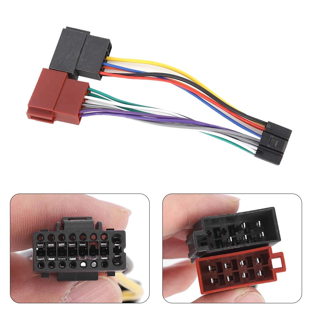 Adattatore per cablaggi ISO, da 16 pin a ISO, in plastica ABS, per autoradio