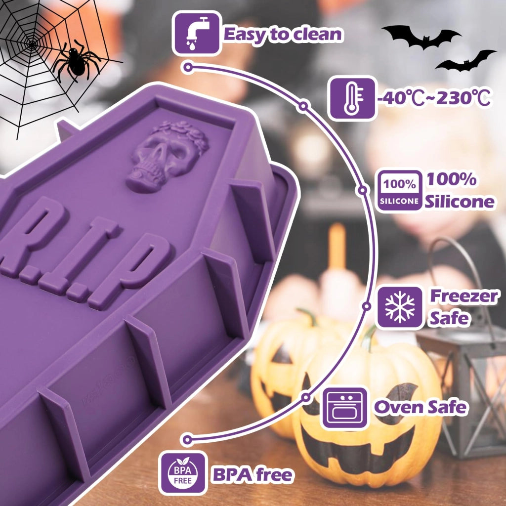 Stampo in silicone a forma di squalo, colore viola, per Halloween, dimensioni 30,5 cm