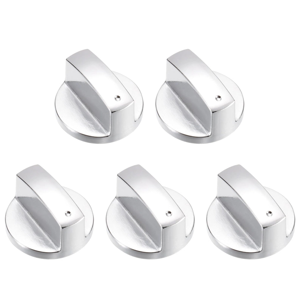 5 manopole per piano cottura a gas, 6 mm, design D, metallo spazzolato, colore argento