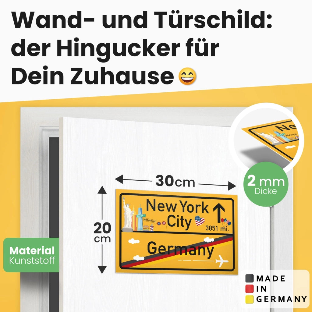 Cartello New York City – Targa decorativa in plastica, 30 x 20 cm, giallo, moderno, per soggiorno, camera da letto, cucina, corridoio, regalo per donne, ragazze, amiche, decorazione per feste, compleanno, inaugurazione