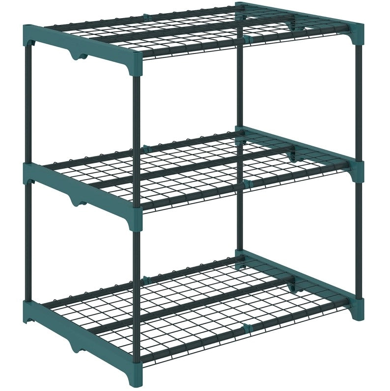 Portapiante a 3 ripiani in acciaio e plastica, verde scuro, 68 x 49 x 72 cm