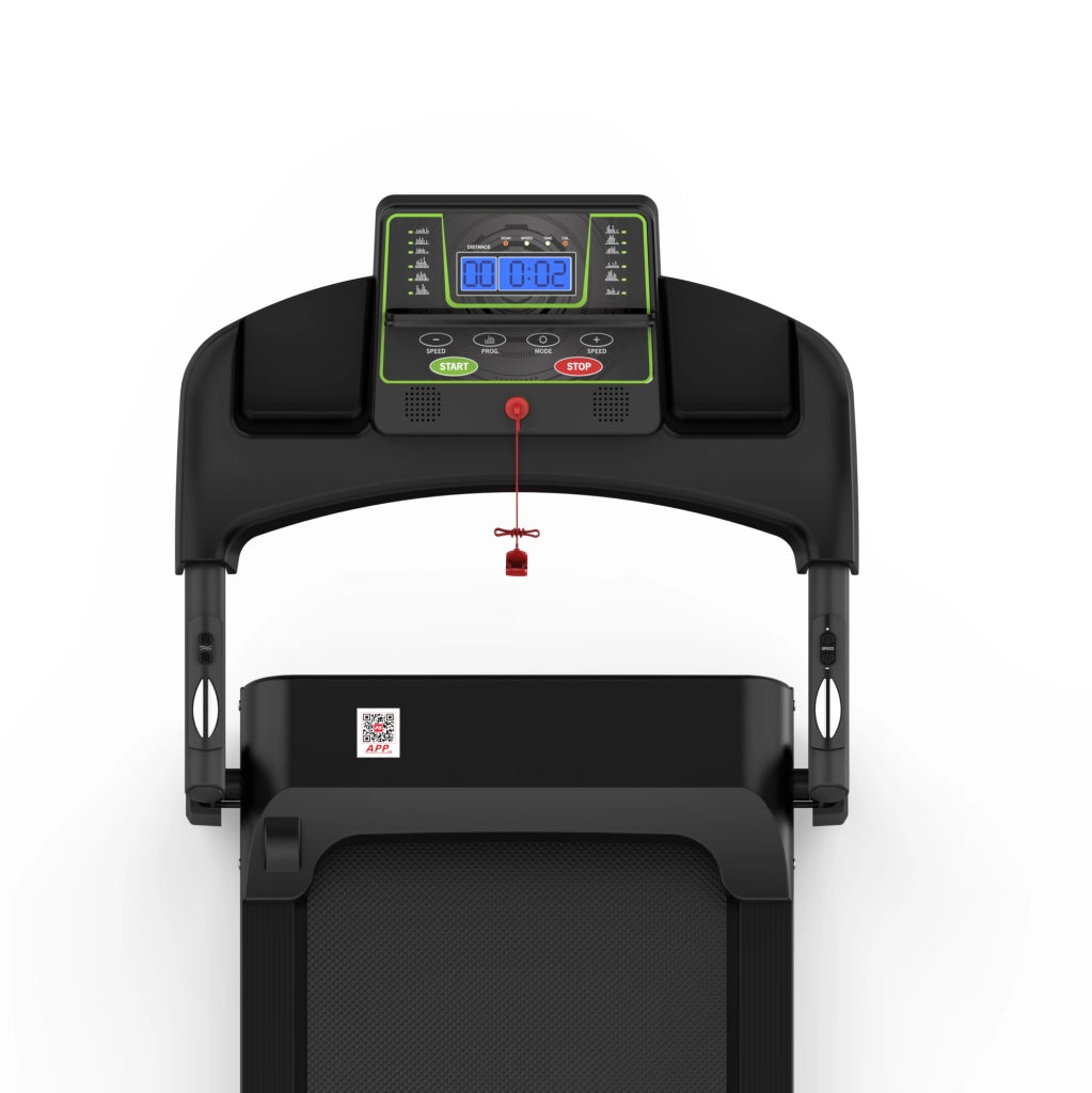 Tapis roulant pieghevole con app e 12 programmi, nero