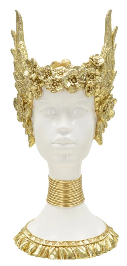 Scultura Busto di Donna con Ali Dorate Athena Oro