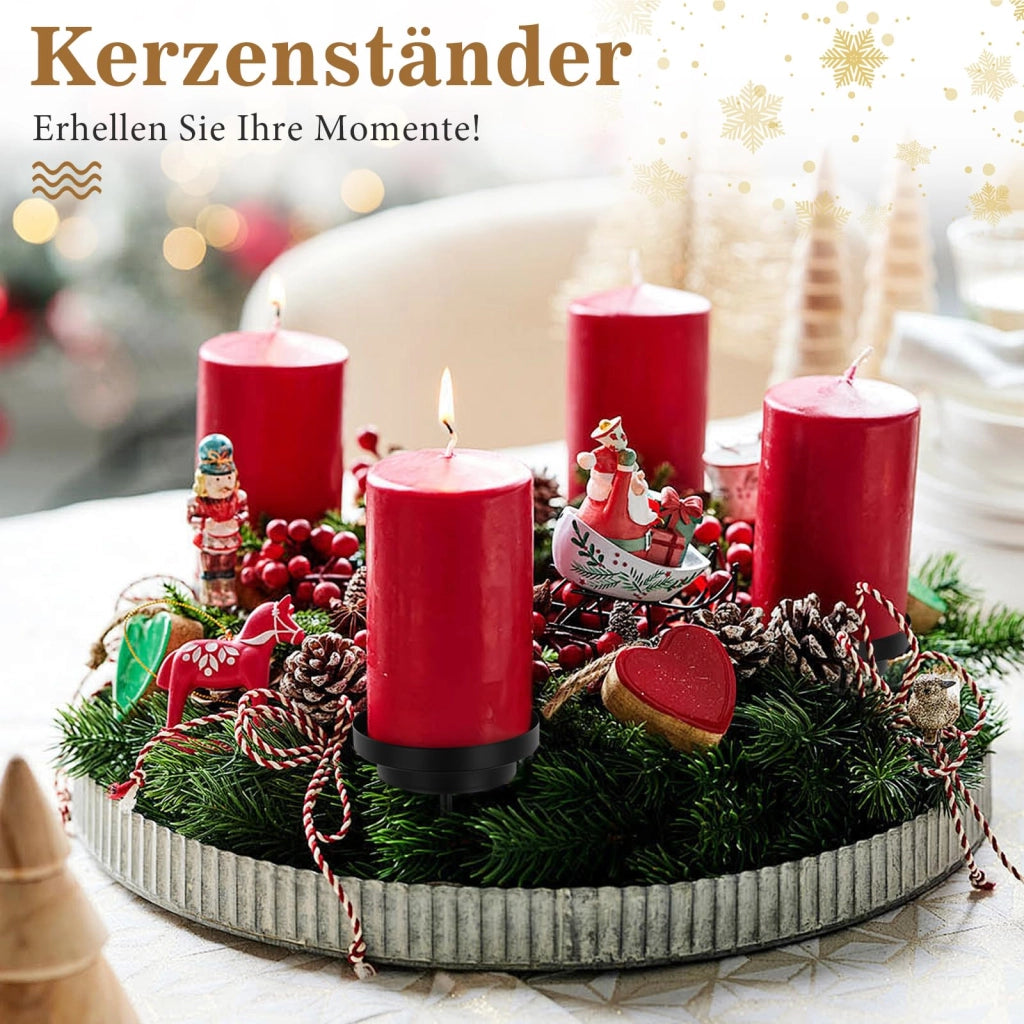 4 Candele decorative per l'Avvento, metallo nero, 8 cm, 2-in-1
