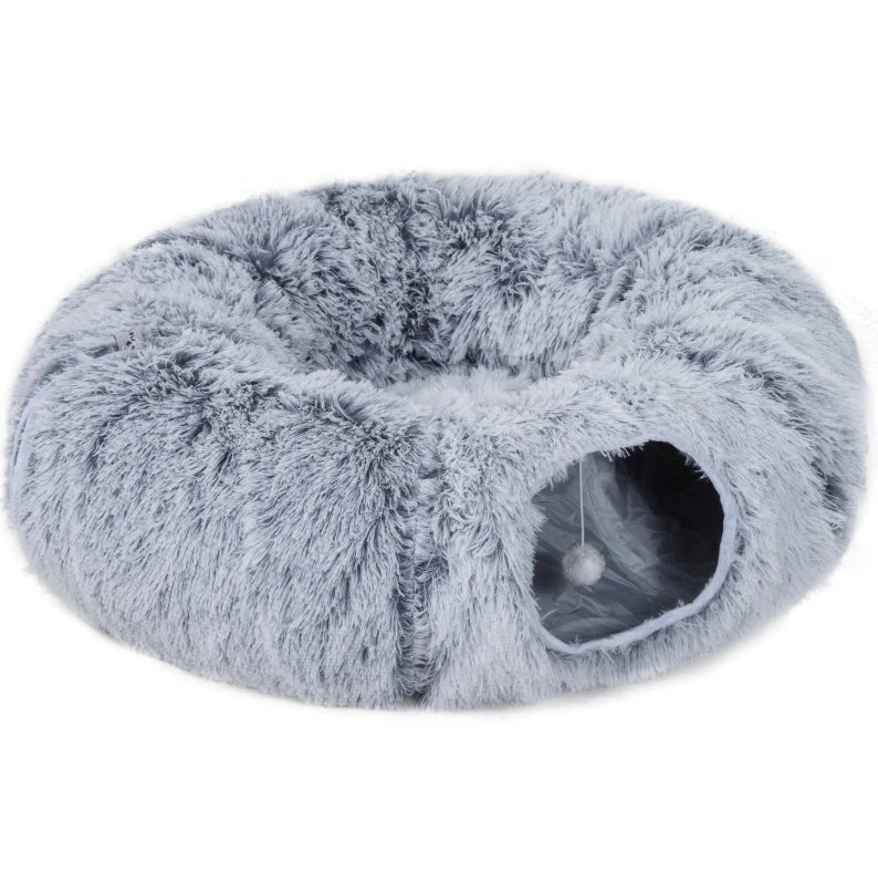 Tunnel gioco 3 in 1 per gatti pieghevole, grigio chiaro