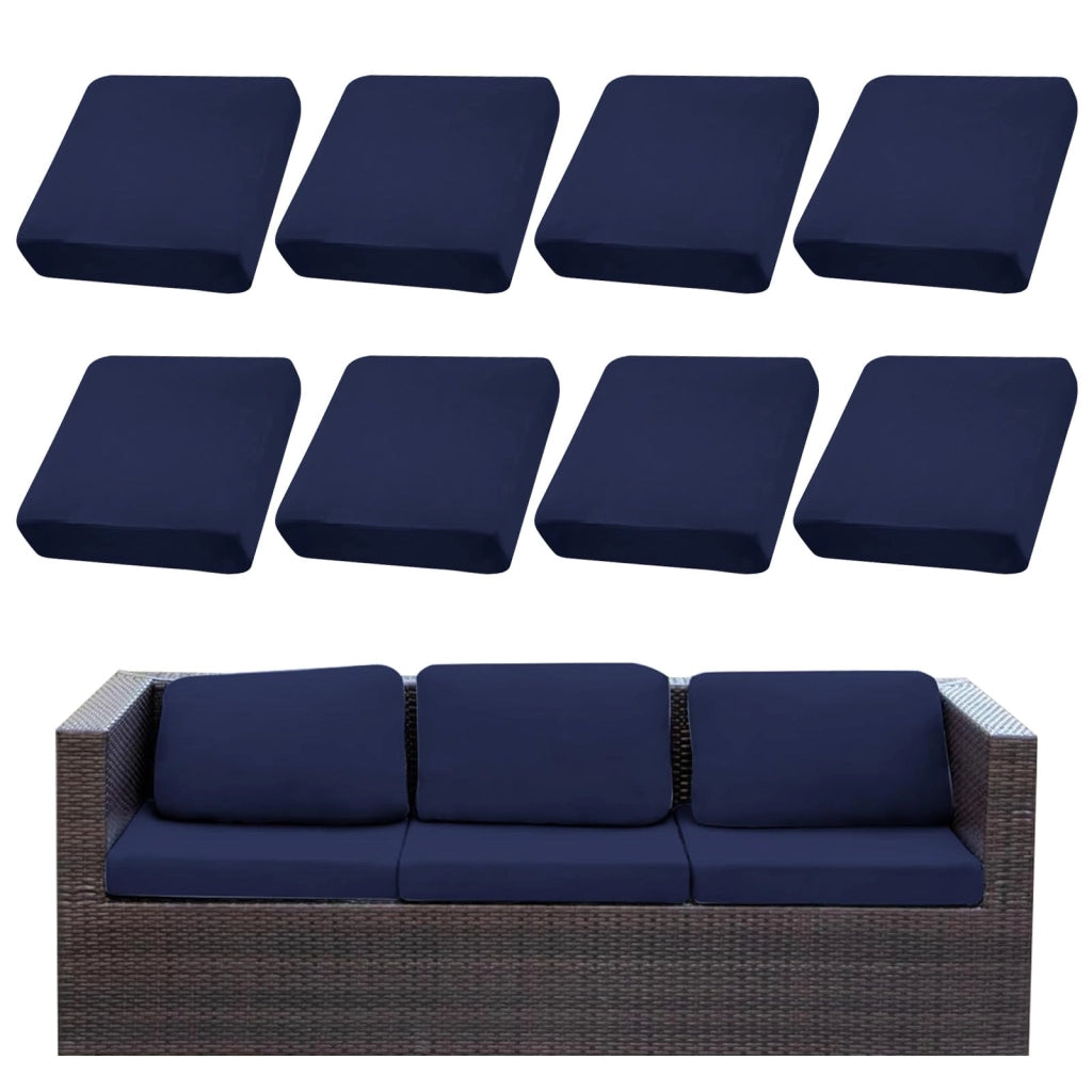 Copridivano elasticizzati, per uso esterno, set da 8, colore blu navy
