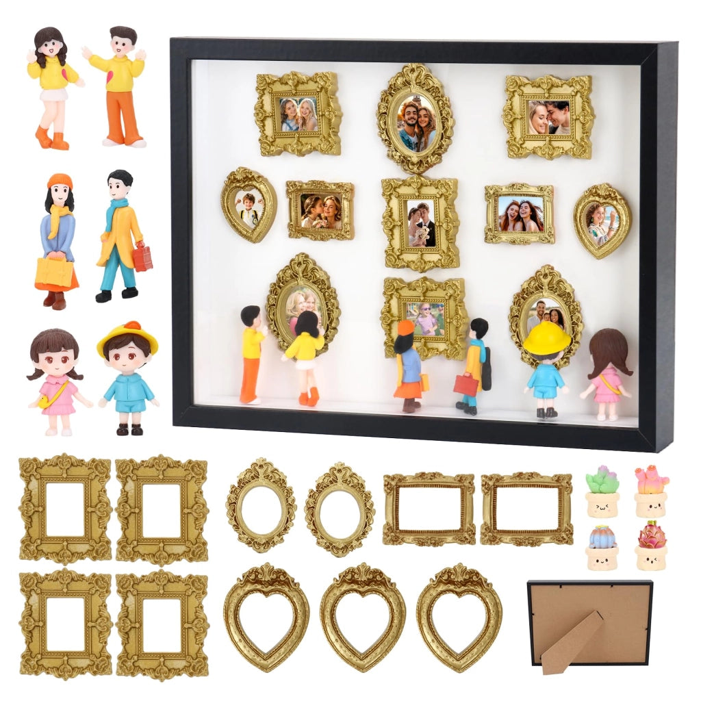 Mini-museo, scatola con sagome, da assemblare, cornice bianca, set da 1