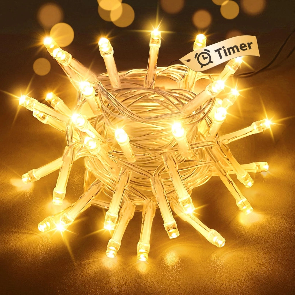 Catena luminosa da 3 metri, con 30 LED, alimentata a batteria, con timer e 2 modalità
