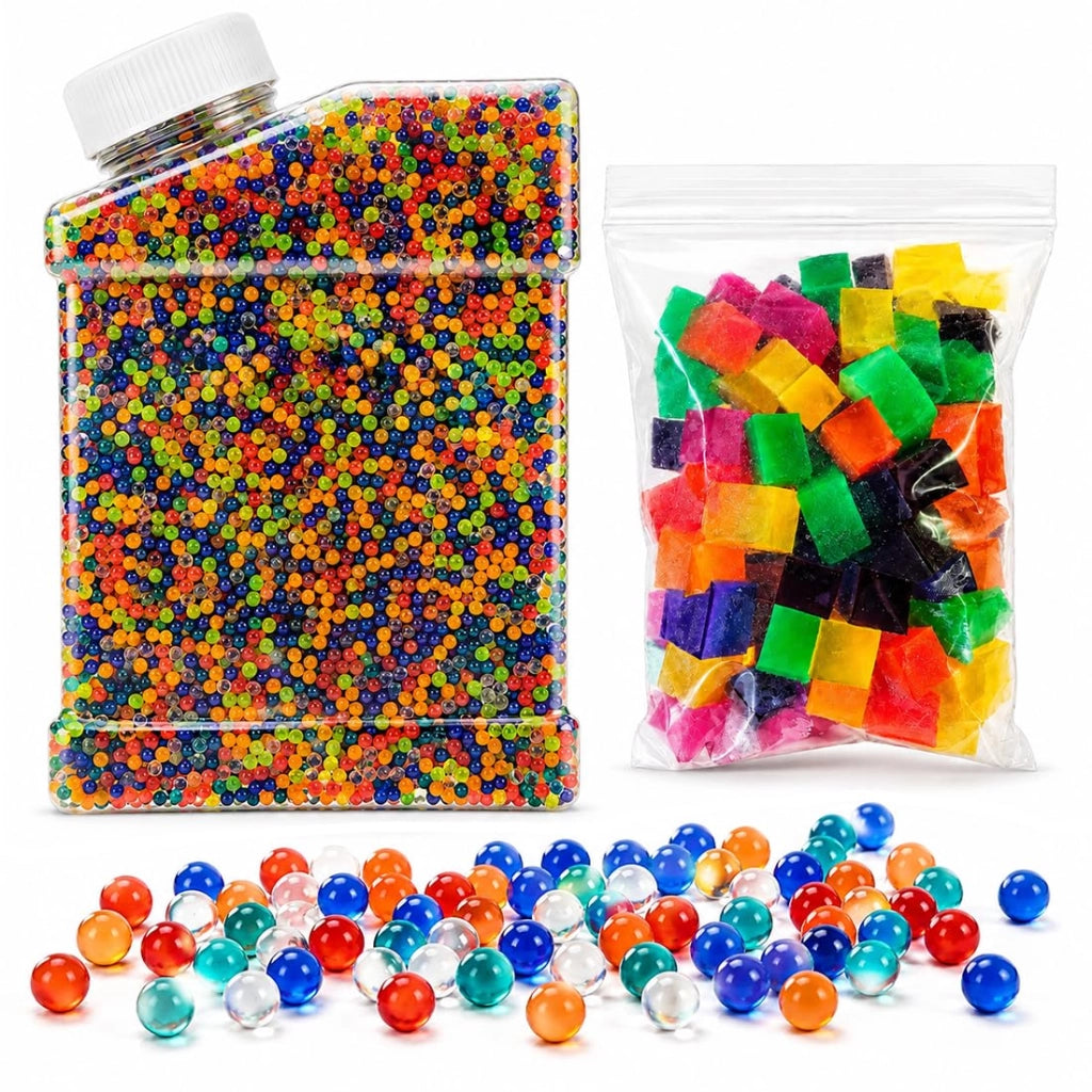 60.000 perline colorate idrogel e 50 grammi di cubetti di gelatina idrogel
