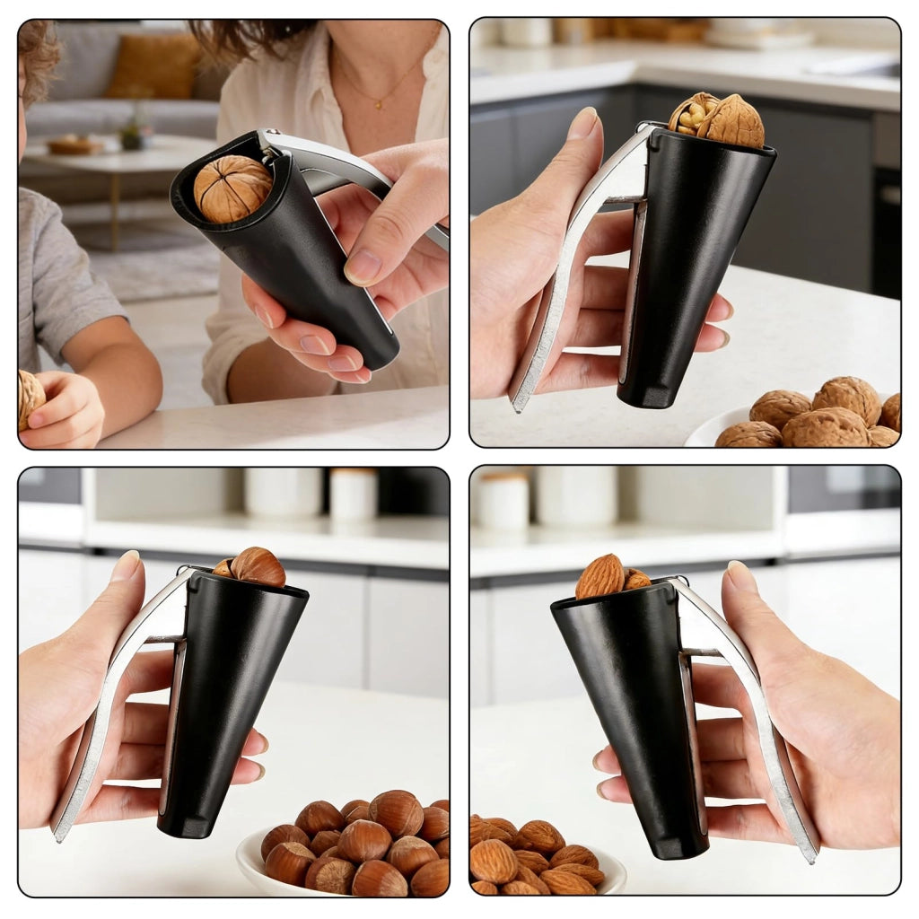 Schiacciapatate in metallo per noci e nocciole, colore nero