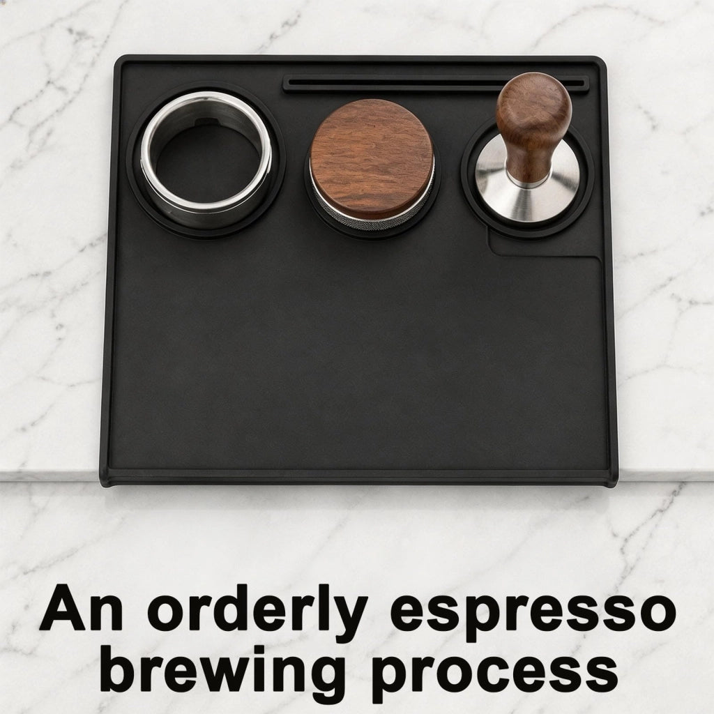 Tappetino in silicone per espresso, dimensioni 25x20 cm, colore nero