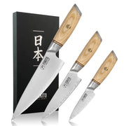 Set di coltelli da cucina da 3 pezzi, lunghezza 40 cm, acciaio inossidabile, manico in legno