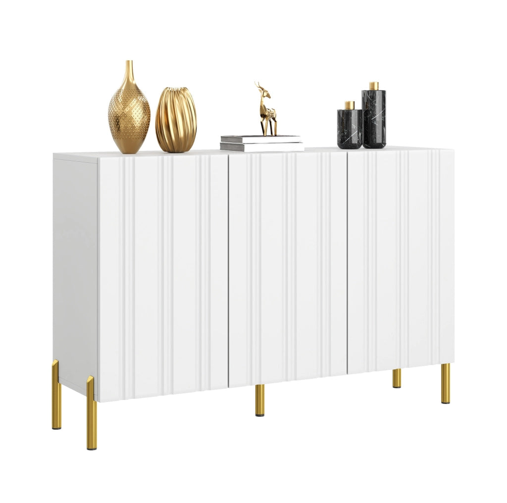 Scarpiera e credenza bianca a 3 ante con ripiani regolabili