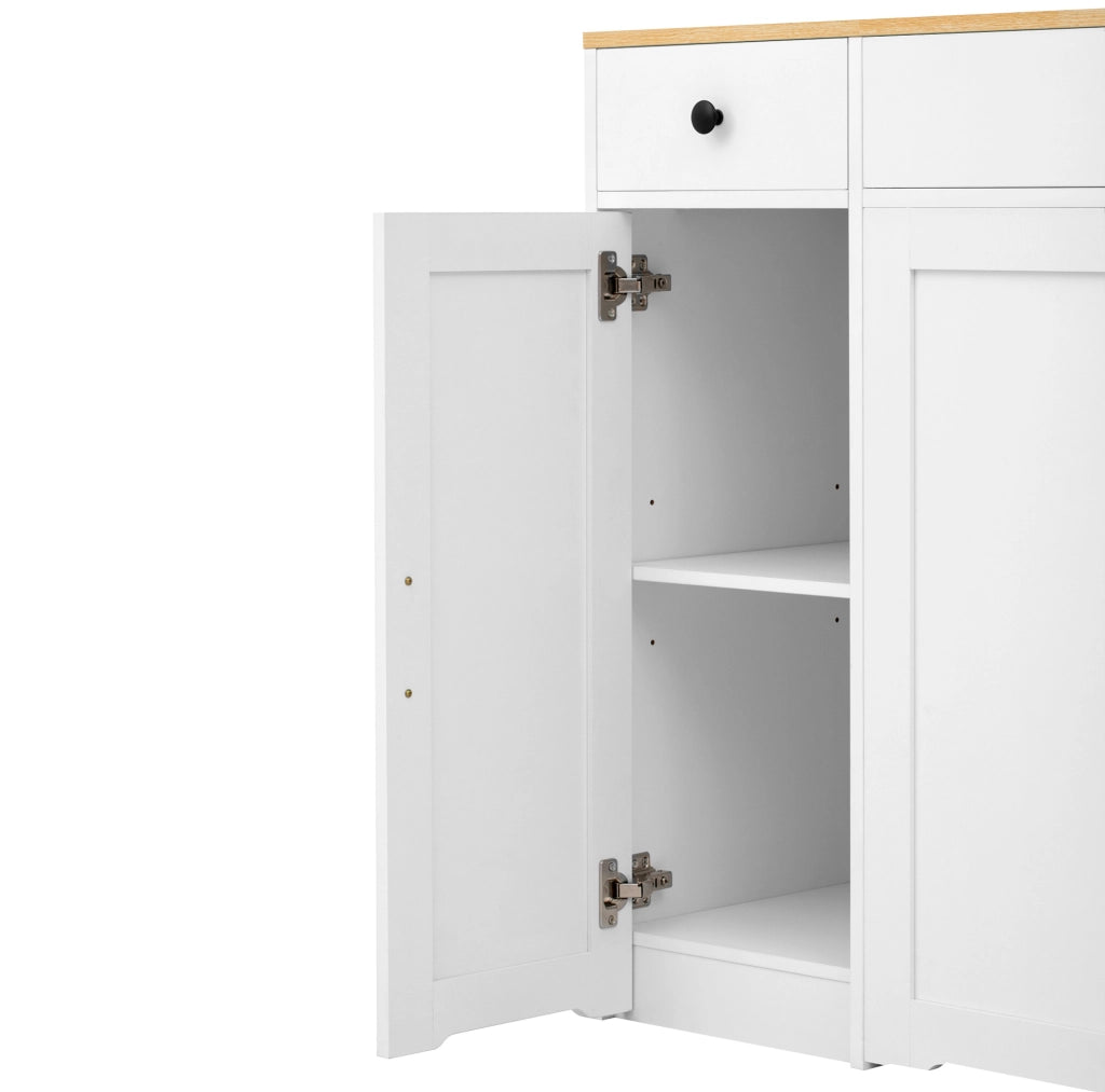 Credenza da cucina bianca con 3 cassetti e 2 ante