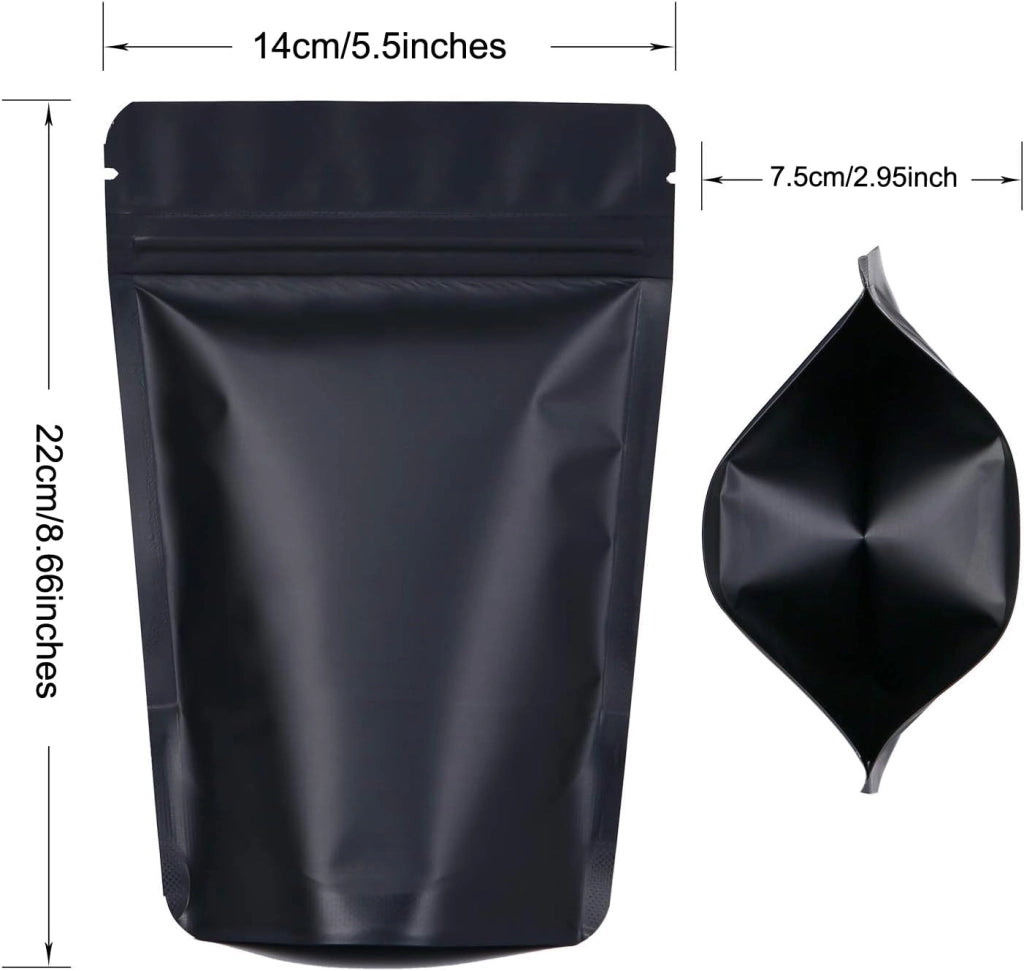 Sacchetti in Mylar, 100 pezzi, resistenti agli odori, 14 x 22 cm, colore nero