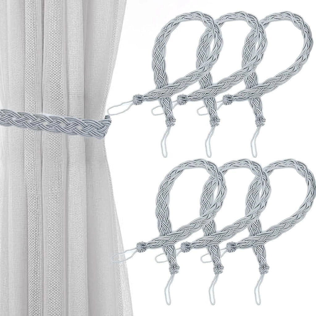 Supporti per tende in stile bohémien, 6 pezzi, grigi, 59 cm