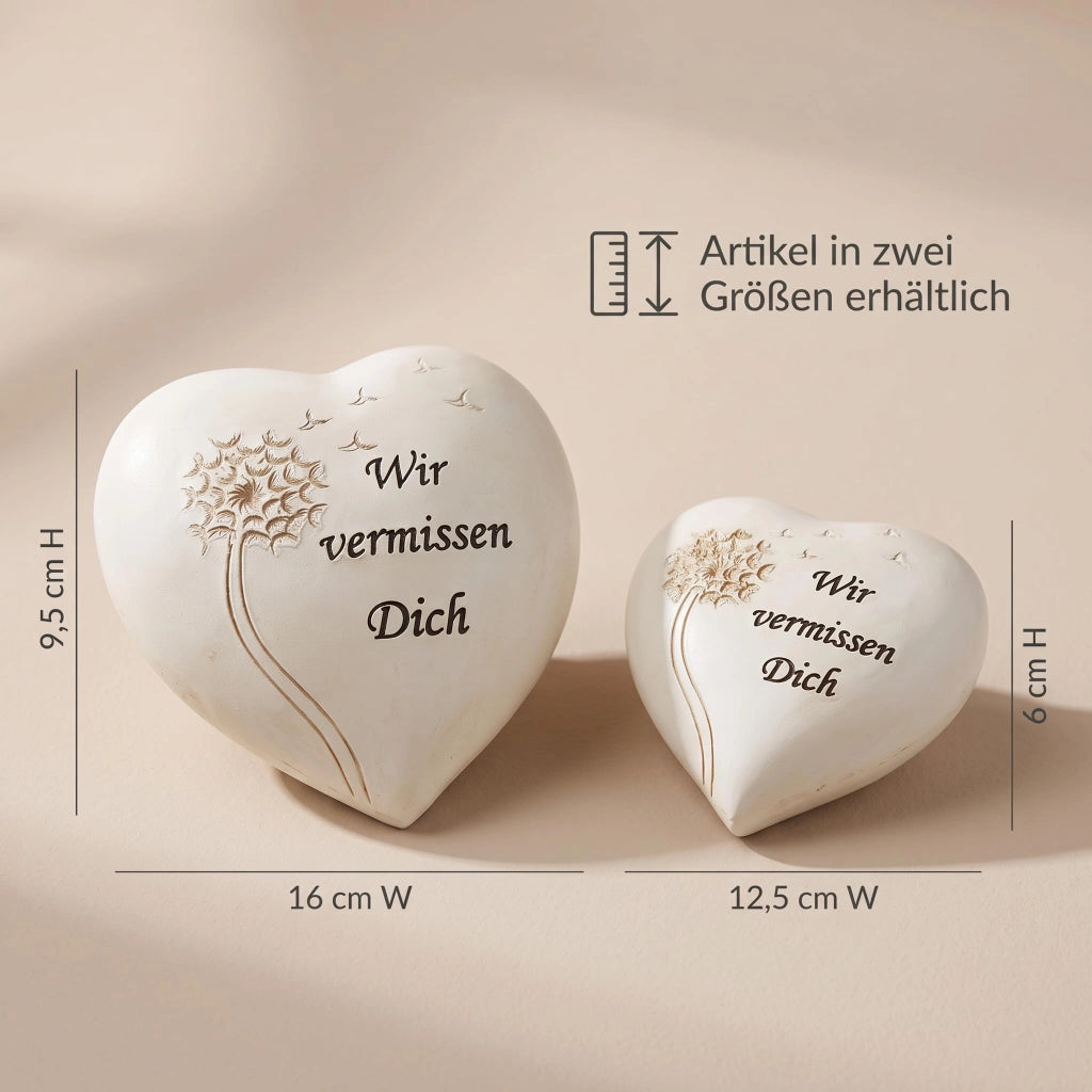 Cuore "Mi manchi" di Grabdeko, resistente alle intemperie, 12x13 cm