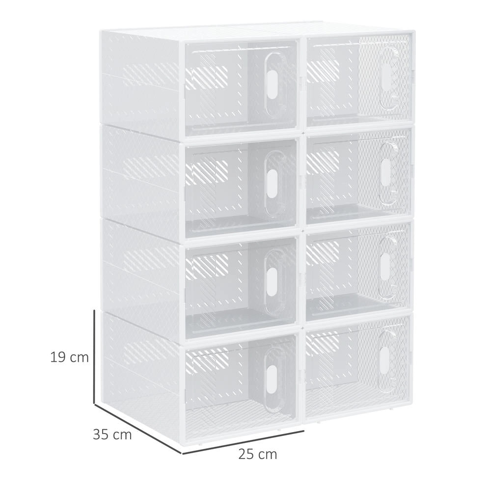 Scaffale Modulare a 8 Scomparti in Plastica Trasparente, Mobile Componibile Salvaspazio per Casa, 25 cm x 35 cm x 19 cm